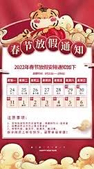 喜庆虎年2022年春节放假通知海报视频的预览图